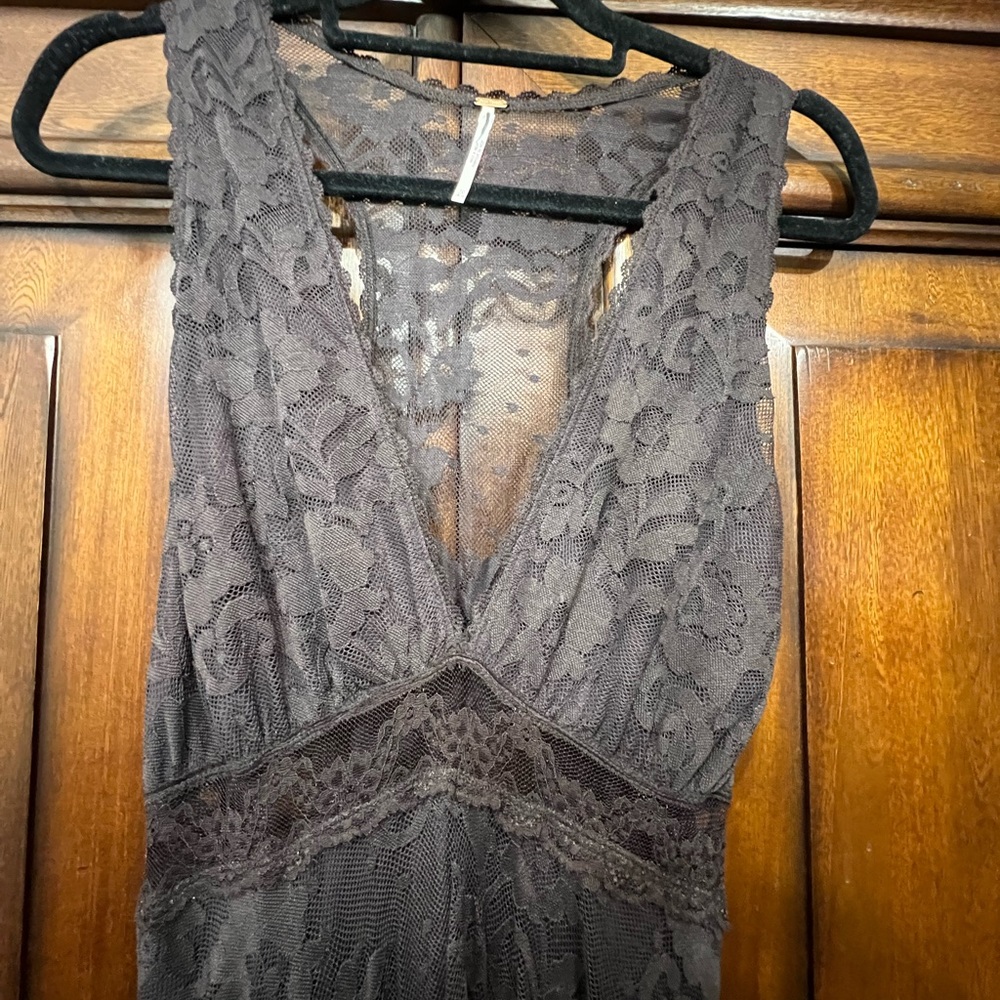 Free People One More Night Brown Lace Maxi Dress Hoco Halloween Day of the Dead - Picture 10 of 14